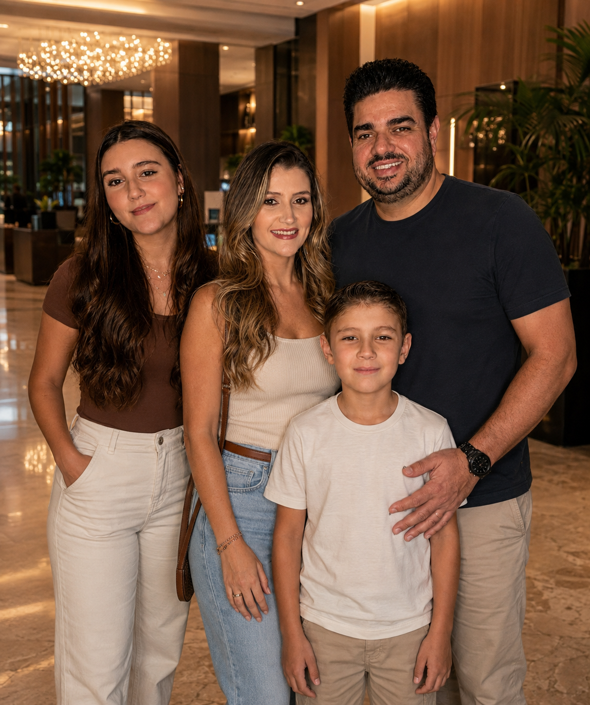 Aldson e Niedja de Paula com os filhos, retrato da família
